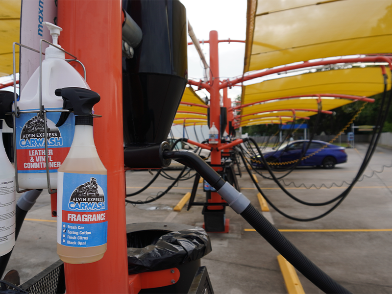 Alvin Express leather cleaner, fragrance, and vacuum station